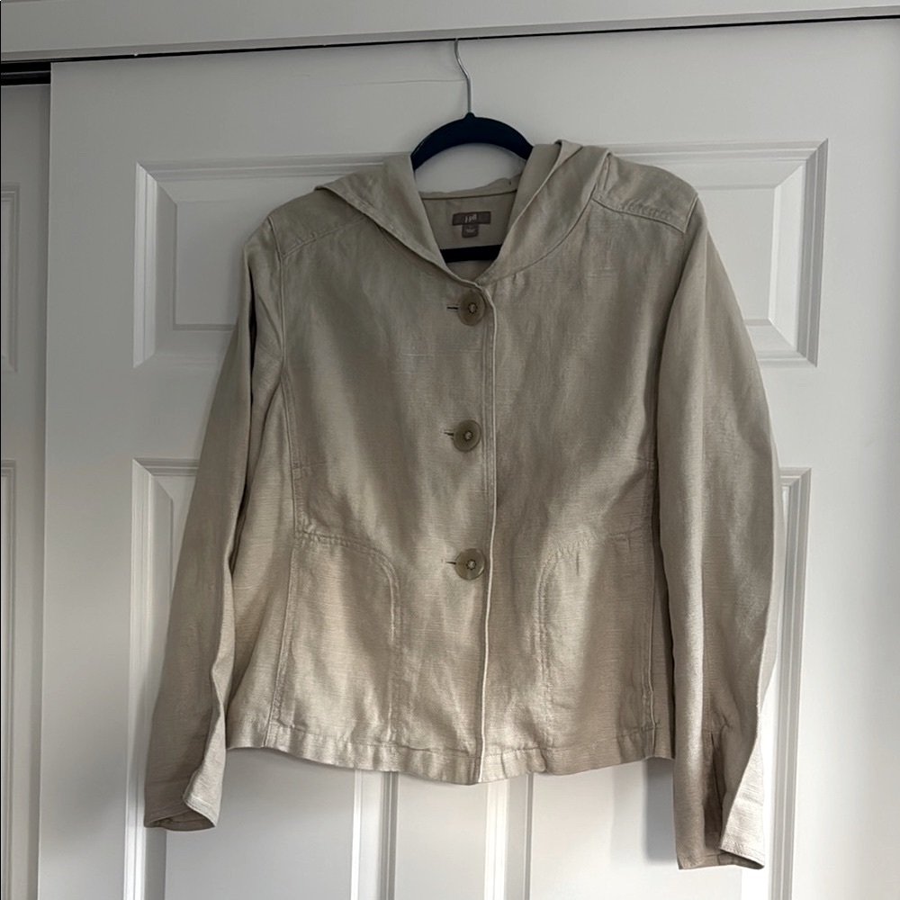 J. Jill Light Tan Hooded Utility Jacket